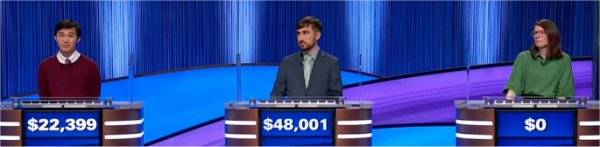 Final Jeopardy Results for Thursday, July 23, 2026 Final Jeopardy (7/23/2026) Dean Zach, Matthew Riggle, Jacqueline Ziegler