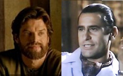 James Farentino as Peter the Apostle (left) and Juan Peron (right)